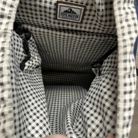 Steve Madden Barnett Avenue Travel Backpack Black Fabric Brown Leather READ - Picture 7 of 9